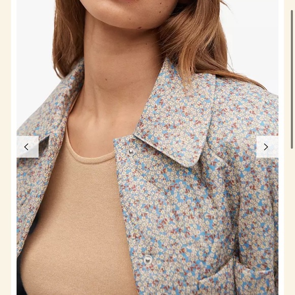 Mango quilted ditsy floral print jacket in light blue NWOT - Picture 3 of 16